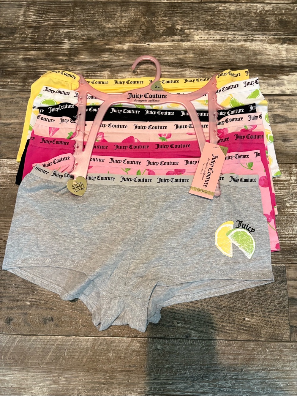 Juicy Couture Boyshorts with Fruit Designs Pack of 7 Women’s XL
